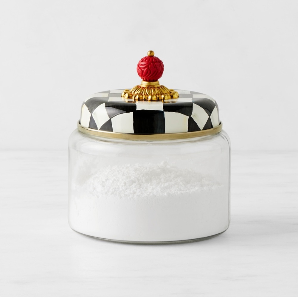 Elegant Glass Storage Jar with Checkered Lid